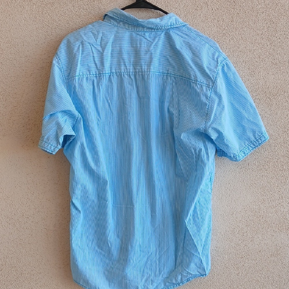 Michael Brandon Light Blue Striped Casual Shirt - Picture 4 of 4